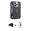 MARSİLYAN™- iPhone 15 Pro Max Kılıf Yörünge Klasik - Şeffaf Pasifik Cam Ekran Koruyucu + Raze Metal Kamera Lens - TMGI