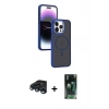MARSİLYAN™- iPhone 15 Pro Max Kılıf Yörünge Klasik - Siyah 360 Mat Full Body Arka Koruyucu + Raze Metal Kamera Lens - LT