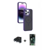 MARSİLYAN™- iPhone 15 Pro Max Kılıf Yörünge Klasik - Siyah 360 Mat Full Body Arka Koruyucu + Raze Metal Kamera Lens - LT