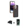MARSİLYAN™- iPhone 15 Pro Max Kılıf Yörünge Klasik - Siyah 360 Mat Full Body Arka Koruyucu + Raze Metal Kamera Lens - LT