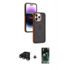 MARSİLYAN™- iPhone 15 Pro Max Kılıf Yörünge Klasik - Siyah 360 Mat Full Body Arka Koruyucu + Raze Metal Kamera Lens - SH