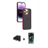 MARSİLYAN™- iPhone 15 Pro Max Kılıf Yörünge Klasik - Siyah 360 Mat Full Body Arka Koruyucu + Raze Metal Kamera Lens - SH