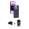 MARSİLYAN™- iPhone 15 Pro Max Kılıf Yörünge Klasik - Siyah 360 Mat Full Body Arka Koruyucu + Raze Metal Kamera Lens - SH