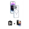 MARSİLYAN™- iPhone 15 Pro Max Kılıf Yörünge Klasik - Siyah 3D Antistatik Mat Seramik Nano Ekran Koruyucu + PVD Metal Kamera Lens - TU