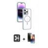 MARSİLYAN™- iPhone 15 Pro Max Kılıf Yörünge Klasik - Siyah 3D Antistatik Mat Seramik Nano Ekran Koruyucu + PVD Metal Kamera Lens - GI