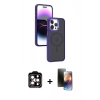MARSİLYAN™- iPhone 15 Pro Max Kılıf Yörünge Klasik - Siyah 3D Antistatik Mat Seramik Nano Ekran Koruyucu + PVD Metal Kamera Lens - TU