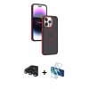 MARSİLYAN™- iPhone 15 Pro Max Kılıf Yörünge Klasik - Siyah 3D Antistatik Seramik Nano Ekran Koruyucu + Raze Metal Kamera Lens - LT