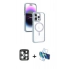 MARSİLYAN™- iPhone 15 Pro Max Kılıf Yörünge Klasik - Siyah 3D Antistatik Seramik Nano Ekran Koruyucu + PVD Metal Kamera Lens - LT