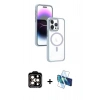 MARSİLYAN™- iPhone 15 Pro Max Kılıf Yörünge Klasik - Siyah 3D Antistatik Seramik Nano Ekran Koruyucu + PVD Metal Kamera Lens - TU