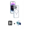 MARSİLYAN™- iPhone 15 Pro Max Kılıf Yörünge Klasik - Siyah 3D Antistatik Seramik Nano Ekran Koruyucu + PVD Metal Kamera Lens - SH