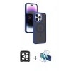 MARSİLYAN™- iPhone 15 Pro Max Kılıf Yörünge Klasik - Siyah 3D Antistatik Seramik Nano Ekran Koruyucu + PVD Metal Kamera Lens - SH