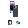 MARSİLYAN™- iPhone 15 Pro Max Kılıf Yörünge Klasik - Siyah 3D Antistatik Seramik Nano Ekran Koruyucu + PVD Metal Kamera Lens - TU