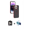 MARSİLYAN™- iPhone 15 Pro Max Kılıf Yörünge Klasik - Siyah 3D Antistatik Seramik Nano Ekran Koruyucu + PVD Metal Kamera Lens - TU