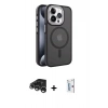 MARSİLYAN™- iPhone 15 Pro Max Kılıf Yörünge Klasik - Siyah Bilvis 0.18mm Plus Cam Ekran Koruyucu + Raze Metal Kamera Lens - GS