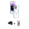 MARSİLYAN™- iPhone 15 Pro Max Kılıf Yörünge Klasik - Siyah Bilvis 3D Cam Ekran Koruyucu + Raze Metal Kamera Lens - LT