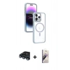 MARSİLYAN™- iPhone 15 Pro Max Kılıf Yörünge Klasik - Siyah Bilvis 3D Mat Cam Ekran Koruyucu + Raze Metal Kamera Lens - LT