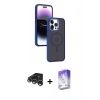 MARSİLYAN™- iPhone 15 Pro Max Kılıf Yörünge Klasik - Siyah Bilvis 5in1 3D Magic Cam Ekran Koruyucu + Raze Metal Kamera Lens - GS