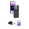 MARSİLYAN™- iPhone 15 Pro Max Kılıf Yörünge Klasik - Siyah Bilvis 5in1 5D Magic Hayalet Cam Ekran Koruyucu + Raze Metal Kamera Lens - LT