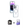 MARSİLYAN™- iPhone 15 Pro Max Kılıf Yörünge Klasik - Siyah Bilvis 5in1 5D Magic Hayalet Cam Ekran Koruyucu + PVD Metal Kamera Lens - TU