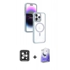 MARSİLYAN™- iPhone 15 Pro Max Kılıf Yörünge Klasik - Siyah Bilvis 5in1 5D Magic Hayalet Cam Ekran Koruyucu + PVD Metal Kamera Lens - SH
