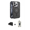 MARSİLYAN™- iPhone 15 Pro Max Kılıf Yörünge Klasik - Siyah Bilvis Hayalet Cam Ekran Koruyucu + Raze Metal Kamera Lens - SH