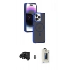 MARSİLYAN™- iPhone 15 Pro Max Kılıf Yörünge Klasik - Siyah Bilvis Hayalet Cam Ekran Koruyucu + Raze Metal Kamera Lens - SH