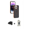 MARSİLYAN™- iPhone 15 Pro Max Kılıf Yörünge Klasik - Siyah Bilvis Hayalet Cam Ekran Koruyucu + Raze Metal Kamera Lens - SH