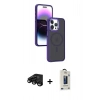 MARSİLYAN™- iPhone 15 Pro Max Kılıf Yörünge Klasik - Siyah Bilvis Hayalet Cam Ekran Koruyucu + Raze Metal Kamera Lens - SH