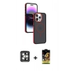 MARSİLYAN™- iPhone 15 Pro Max Kılıf Yörünge Klasik - Siyah Buffer Cam Ekran Koruyucu + PVD Metal Kamera Lens - GI