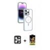 MARSİLYAN™- iPhone 15 Pro Max Kılıf Yörünge Klasik - Siyah Buffer Cam Ekran Koruyucu + PVD Metal Kamera Lens - LT