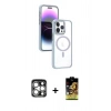 MARSİLYAN™- iPhone 15 Pro Max Kılıf Yörünge Klasik - Siyah Buffer Cam Ekran Koruyucu + PVD Metal Kamera Lens - GS