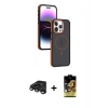 MARSİLYAN™- iPhone 15 Pro Max Kılıf Yörünge Klasik - Siyah Buffer Cam Ekran Koruyucu + Raze Metal Kamera Lens - TMGI