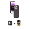 MARSİLYAN™- iPhone 15 Pro Max Kılıf Yörünge Klasik - Siyah Buffer Cam Ekran Koruyucu + PVD Metal Kamera Lens - SH