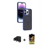 MARSİLYAN™- iPhone 15 Pro Max Kılıf Yörünge Klasik - Siyah Buffer Cam Ekran Koruyucu + Siyah Raze Metal Kamera Lens