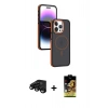 MARSİLYAN™- iPhone 15 Pro Max Kılıf Yörünge Klasik - Siyah Buffer Cam Ekran Koruyucu + Siyah Raze Metal Kamera Lens