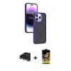 MARSİLYAN™- iPhone 15 Pro Max Kılıf Yörünge Klasik - Siyah Buffer Cam Ekran Koruyucu + Siyah Raze Metal Kamera Lens