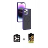 MARSİLYAN™- iPhone 15 Pro Max Kılıf Yörünge Klasik - Siyah Buffer Cam Ekran Koruyucu + PVD Metal Kamera Lens - TU