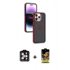 MARSİLYAN™- iPhone 15 Pro Max Kılıf Yörünge Klasik - Siyah Buffer Cam Ekran Koruyucu + PVD Metal Kamera Lens - TU