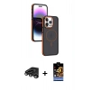 MARSİLYAN™- iPhone 15 Pro Max Kılıf Yörünge Klasik - Siyah Buffer Hayalet Cam Ekran Koruyucu + Raze Metal Kamera Lens - TMGI
