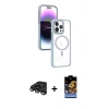 MARSİLYAN™- iPhone 15 Pro Max Kılıf Yörünge Klasik - Siyah Buffer Hayalet Cam Ekran Koruyucu + Raze Metal Kamera Lens - TMGI