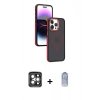 MARSİLYAN™- iPhone 15 Pro Max Kılıf Yörünge Klasik - Siyah Joko Magic 5D Cam + PVD Metal Kamera Lens - GI