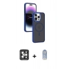 MARSİLYAN™- iPhone 15 Pro Max Kılıf Yörünge Klasik - Siyah Joko Magic 5D Cam + PVD Metal Kamera Lens - GI