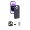 MARSİLYAN™- iPhone 15 Pro Max Kılıf Yörünge Klasik - Siyah Joko Magic 5D Cam + PVD Metal Kamera Lens - SH