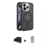 MARSİLYAN™- iPhone 15 Pro Max Kılıf Yörünge Klasik - Siyah Joko Magic 5D Cam + Raze Metal Kamera Lens - SH