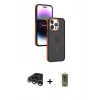 MARSİLYAN™- iPhone 15 Pro Max Kılıf Yörünge Klasik - Siyah Joko Magic 5D Hayalet Cam + Raze Metal Kamera Lens - GS