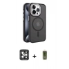 MARSİLYAN™- iPhone 15 Pro Max Kılıf Yörünge Klasik - Siyah Joko Magic 5D Hayalet Cam + PVD Metal Kamera Lens - GI