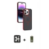 MARSİLYAN™- iPhone 15 Pro Max Kılıf Yörünge Klasik - Siyah Joko Magic 5D Hayalet Cam + PVD Metal Kamera Lens - GI