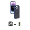 MARSİLYAN™- iPhone 15 Pro Max Kılıf Yörünge Klasik - Siyah Joko Magic 5D Hayalet Cam + PVD Metal Kamera Lens - GI