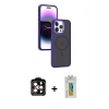 MARSİLYAN™- iPhone 15 Pro Max Kılıf Yörünge Klasik - Siyah Polymer Nano Ekran Koruyucu + PVD Metal Kamera Lens - TU