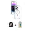 MARSİLYAN™- iPhone 15 Pro Max Kılıf Yörünge Klasik - Siyah Polymer Nano Ekran Koruyucu + PVD Metal Kamera Lens - TU